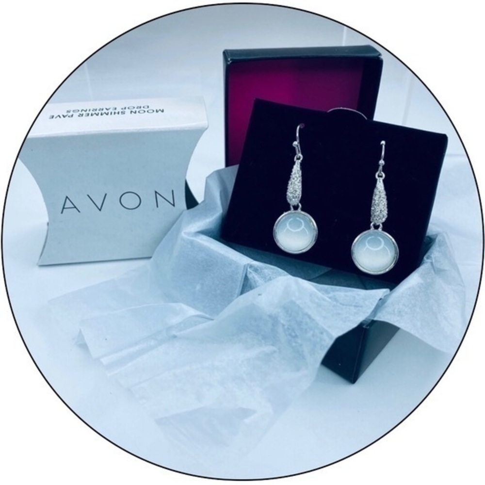 MOON SHIMMER PAVE DROP EARRINGS - AVON